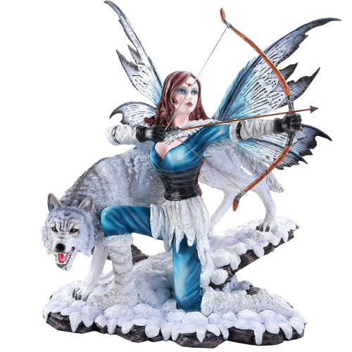 Archer Fairy with Wolf Figurine
