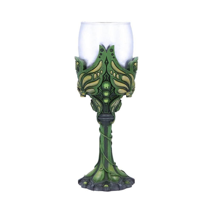 Absinthe goblet from the back showing more gems and wing pattern