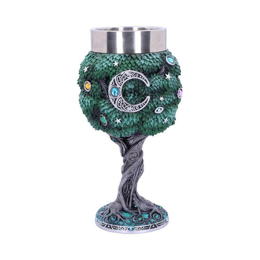 Tree of Life goblet with moon design and stainless steel insert