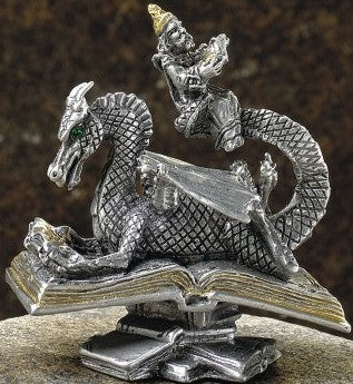 Book Worm Madness Dragon Pewter Figurine