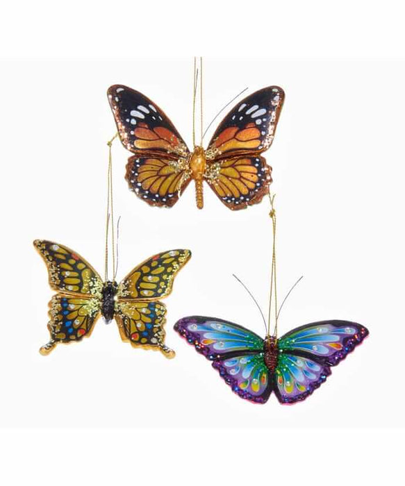 Glittered Butterfly Ornament Trio