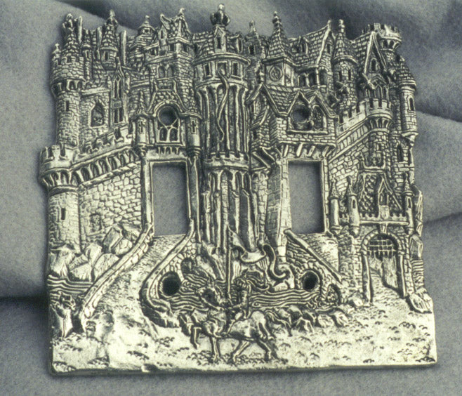 double pewter castle light plate switch