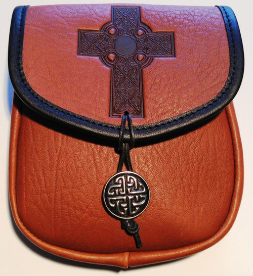 Celtic Cross Leather Belt Pouch (Medium)
