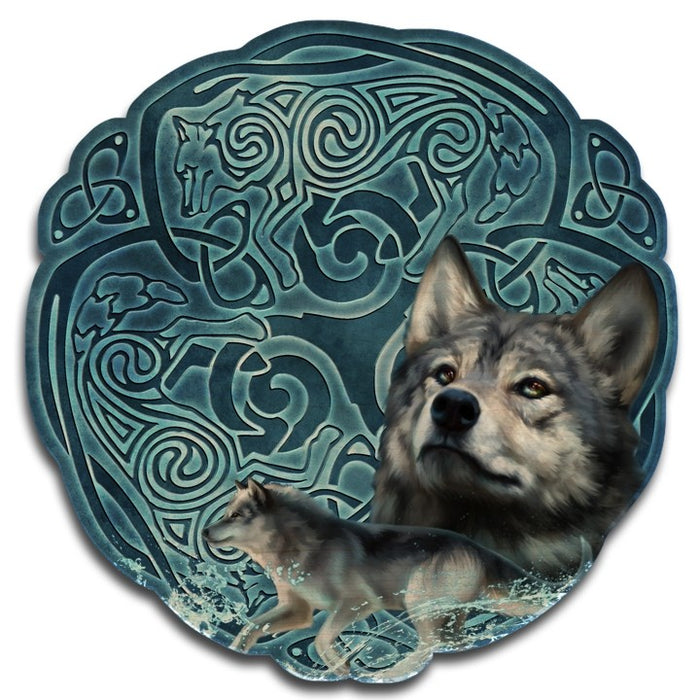 Celtic Wolves Wood Wall Plaque