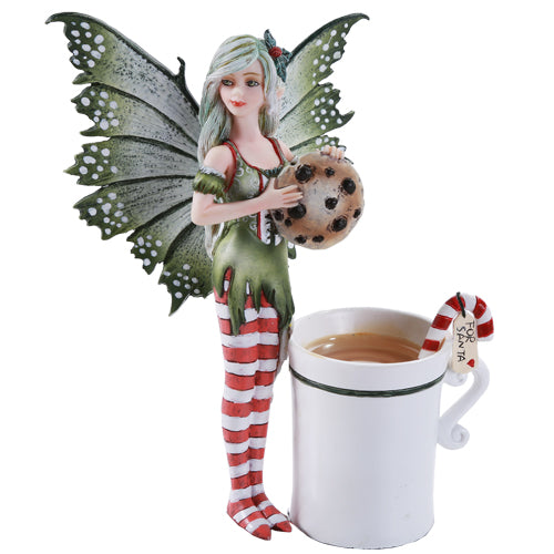 Christmas Fairy with Cup & Cookie Figurine