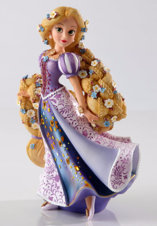 Disney Rapunzel Couture de Force, long blond hair and a purple dress with lots of flowers
