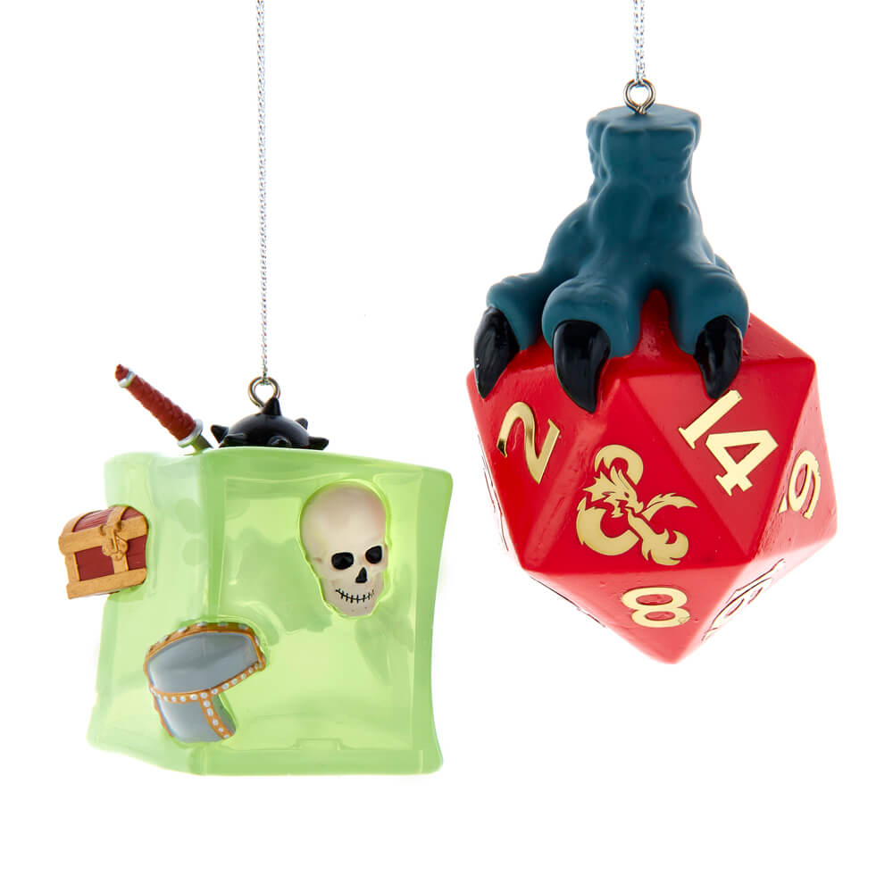Dungeons & Dragons Dice & Gelatinous Cube Ornament Pair