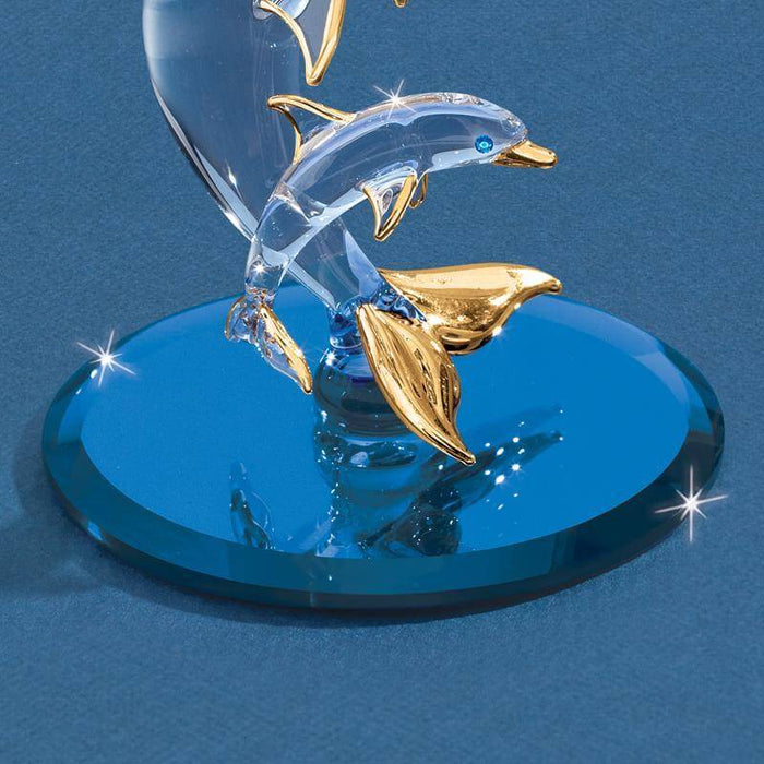 Glass Mother & Baby Dolphin Figurine