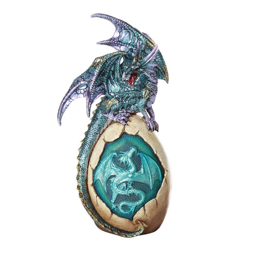 Blue Dragon on Egg with LED Figurine