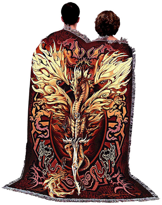 Flame Blade Dragon Tapestry Blanket