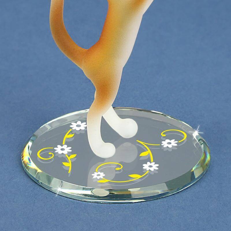 Glass Tabby Cat with Butterfly Figurine