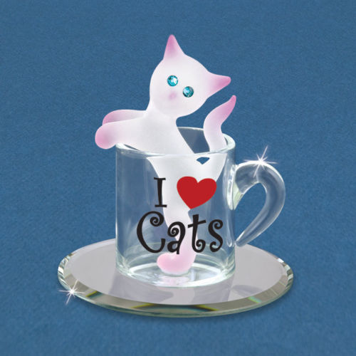 Glass Kitty Cup Figurine