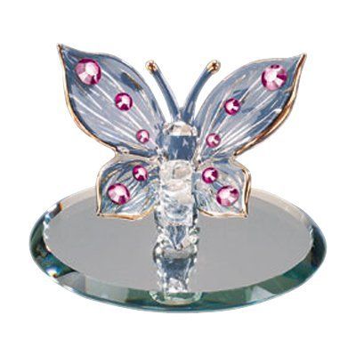 Glass Pink Crystals Butterfly Figurine