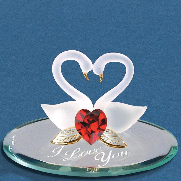 Glass "I Love You" Swan Pair Figurine