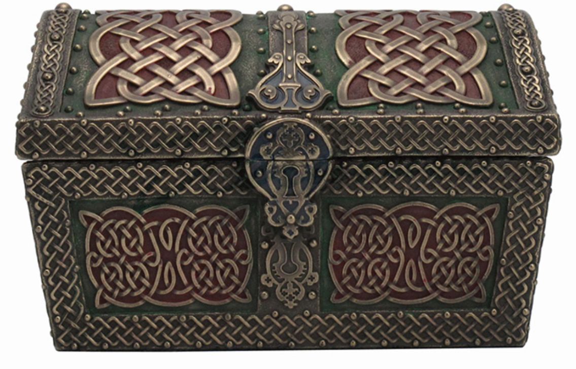 Decorative box with Celtic knot patterns