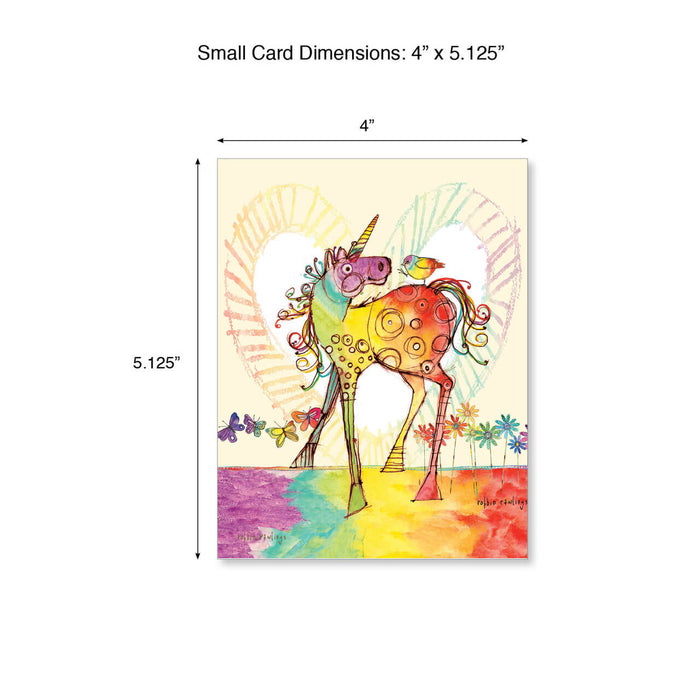 Size of small rainbow unicorn notecard - 4" x 5.125