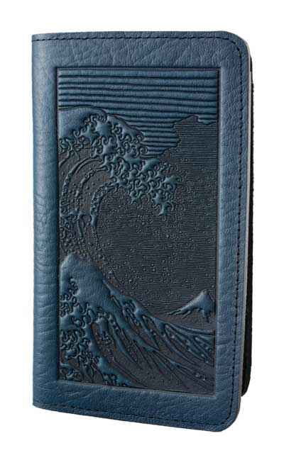 Hokusai Wave Leather Checkbook Cover