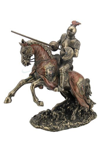Jousting Armored Knight with Eagle Emblem Figurine