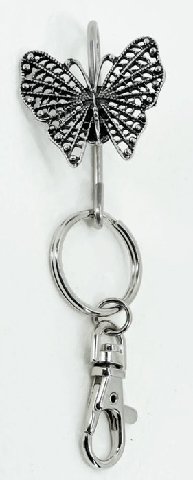 Pewter butterfly key hook purse accessory