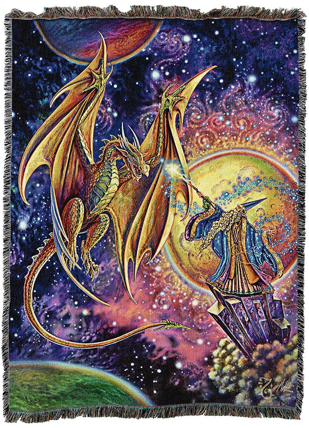 Magic Dragon & Wizard Tapestry Blanket: Dragon Gifts & Collecibles |  FairyGlen