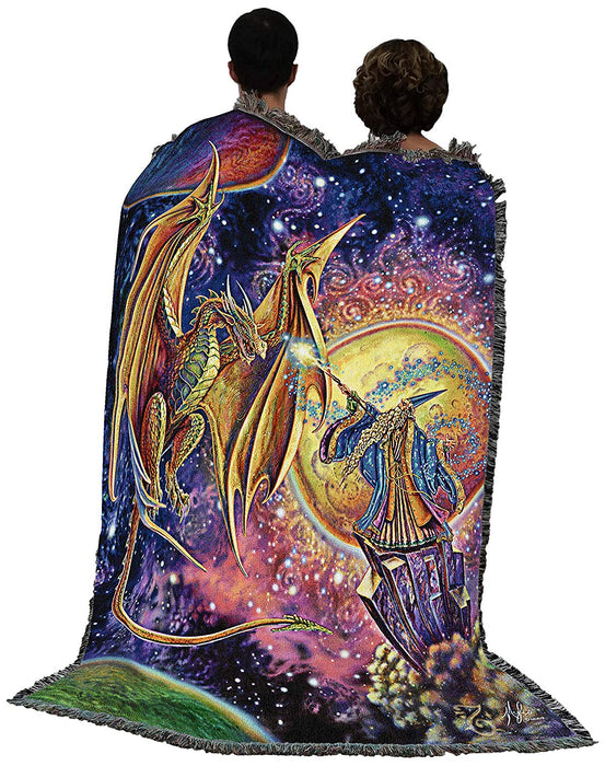 Magic Dragon & Wizard Tapestry Blanket