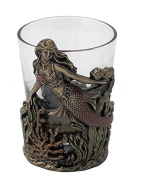 Shot glass with elaborate mermaid scene around it