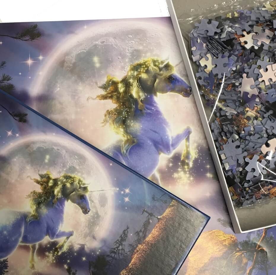 Jigsaw puzzle box contains poster and pieces