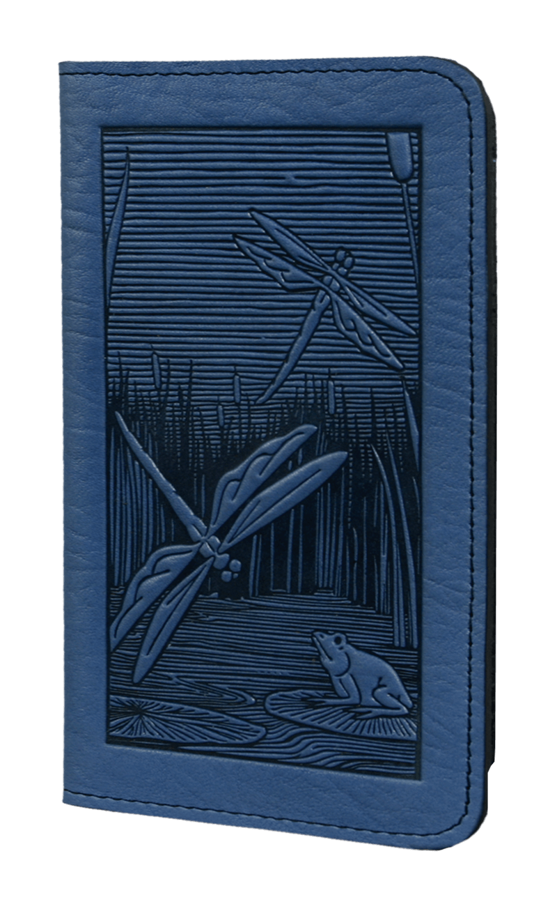 Dragonfly Pond Leather Check Book Cover