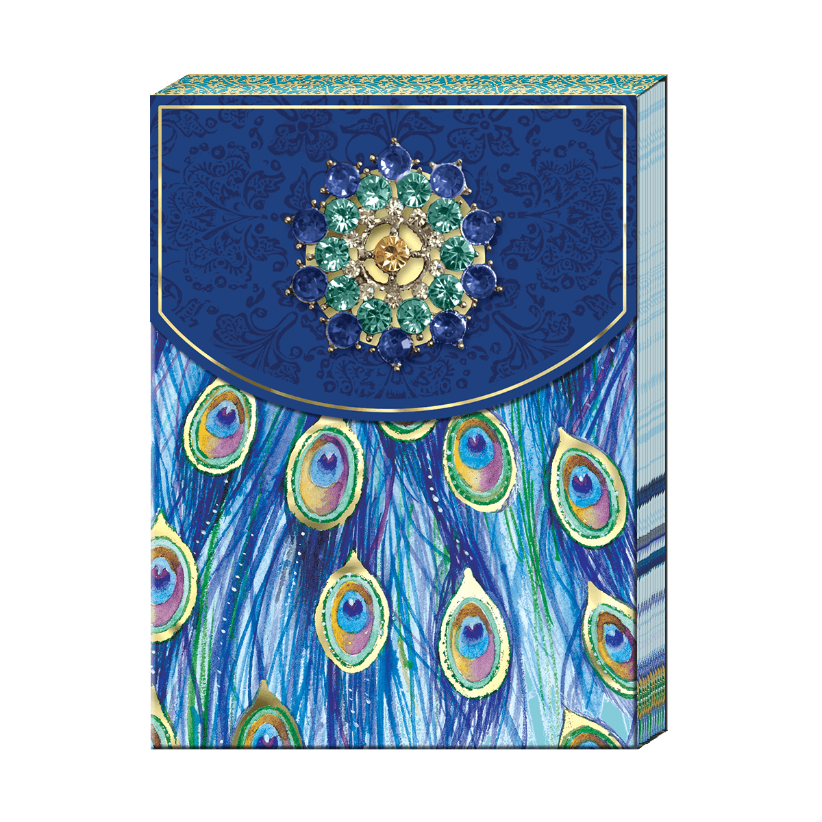 Peacock Tail Brooch Mini Notepad