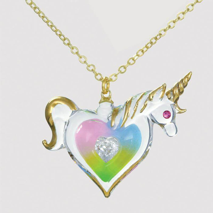 Glass Precious Heart Unicorn Necklace