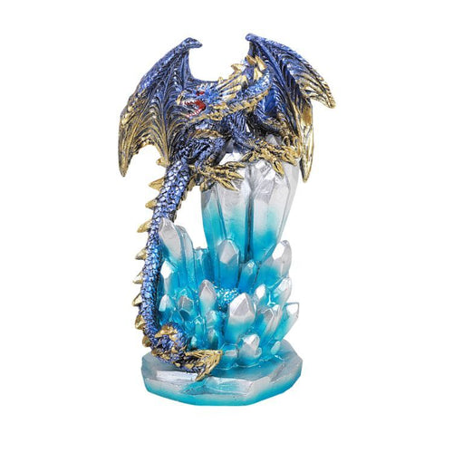 Purple Dragon on Crystals with LED Light Figurine