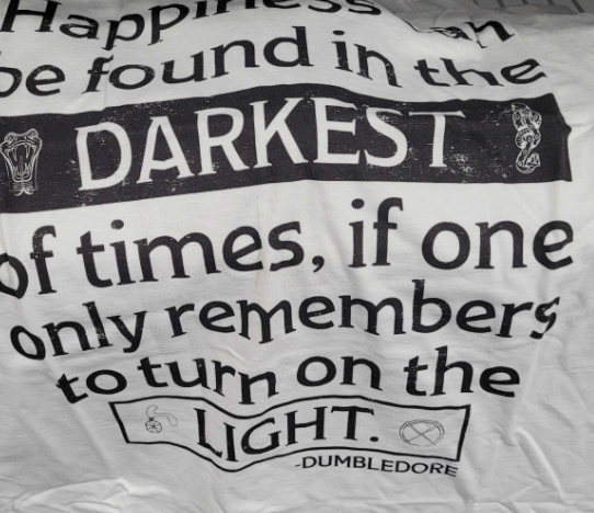 "Happiness can be found in the darkest of times, if one only remembers to turn on the light