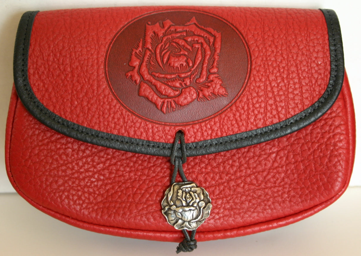Rose Leather Belt Pouch (Wide)