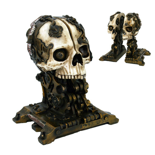 Steampunk Skull Bookends