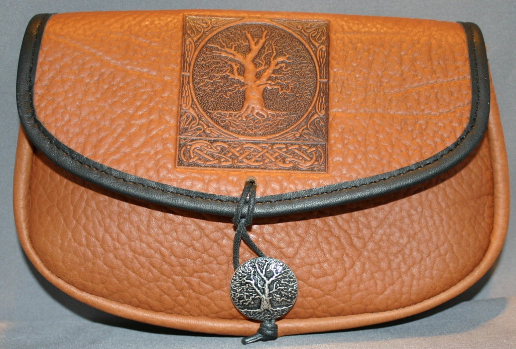 Tree of Life Leather Belt Pouch (Wide)