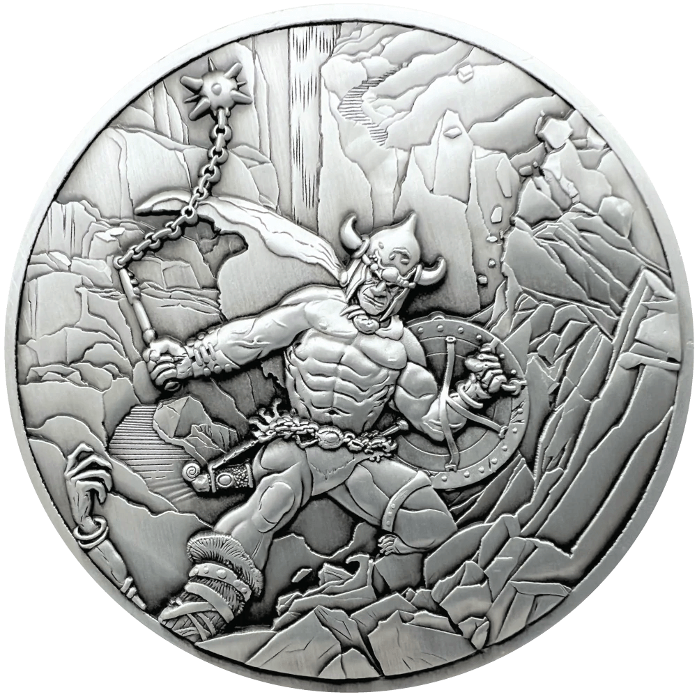 Warrior with Ball & Chain coin in silver