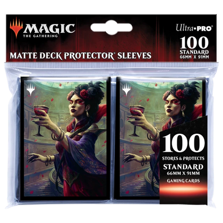 Pack of 100 deck protectors for tabletop card games - Henrika the Vampire from Magic the Gathering design