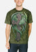 Green dragon around Celtic cross shirt, shown worn