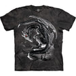 Black t-shirt with a dragon and knight design 