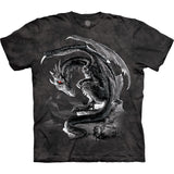 Black t-shirt with a dragon and knight design 