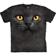 Mottled black t-shirt with golden eyed black cat face