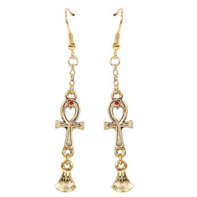 Egyptian Lotus Ankh Earrings