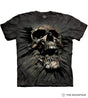 Mottled black tee with skull breaking through