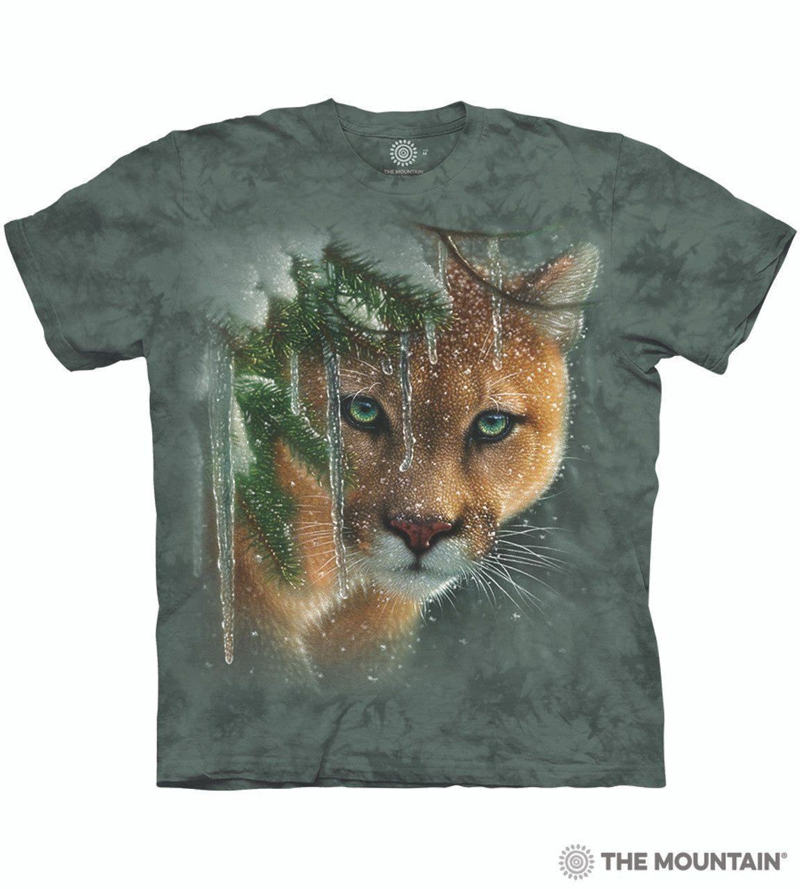 T-shirt with a mountain lion design on a white background
