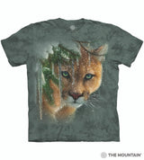 T-shirt with a mountain lion design on a white background