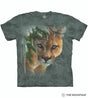 T-shirt with a mountain lion design on a white background