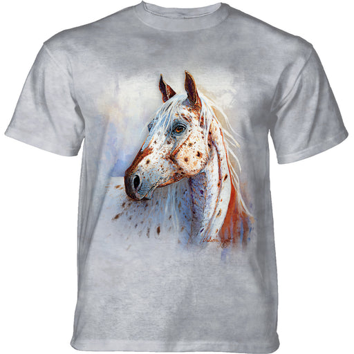 Grey mottled t-shirt with appaloosa spotted horse