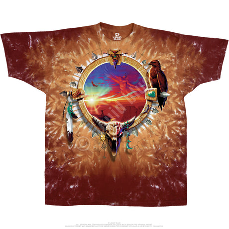 Native American themed southwest tee with sunset emblem at center