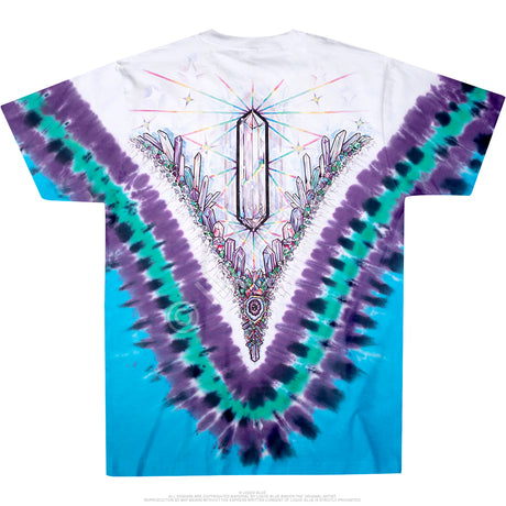 Tie-dye t-shirt in white, purple, aqua, blue with crystals