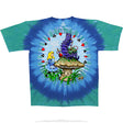 T-Shirt in blue and green tie-dye with Alice in Wonderland on the front